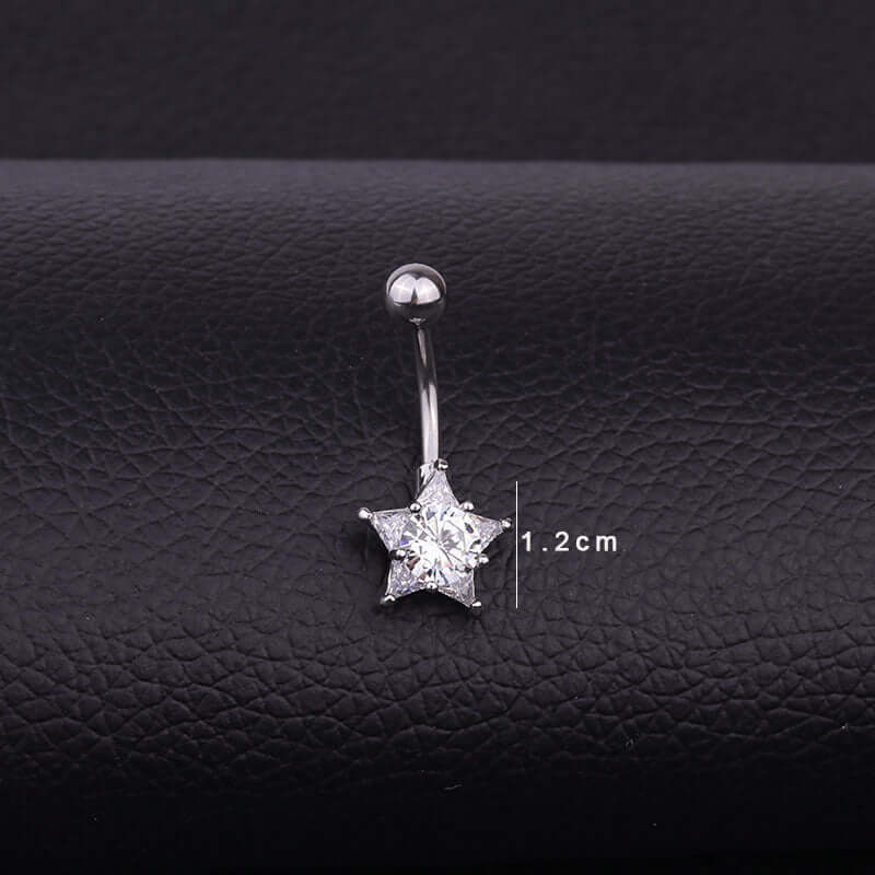 Silver Star Top Mount Belly Ring Body Piercing