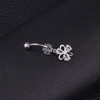 Surgical Steel Flower Belly Ring, Silver Belly Ring, Body Jewelry | HSBR18603