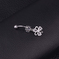 Surgical Steel Flower Belly Ring, Silver Belly Ring, Body Jewelry | HSBR18603