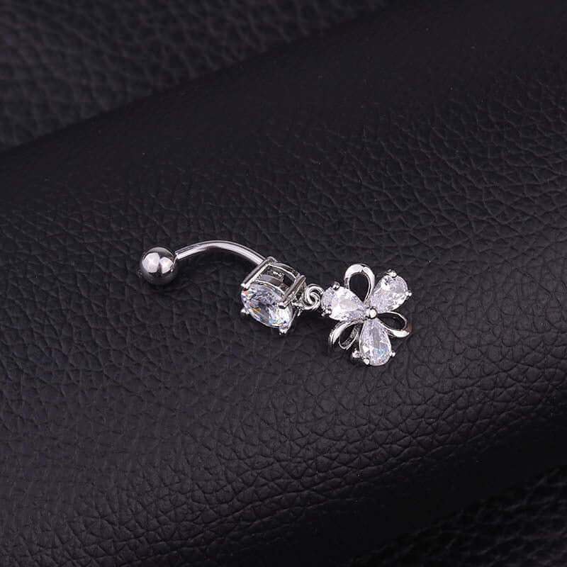 Surgical Steel Flower Belly Ring, Silver Belly Ring, Body Jewelry | HSBR18603