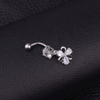 Surgical Steel Flower Belly Ring, Silver Belly Ring, Body Jewelry | HSBR18603