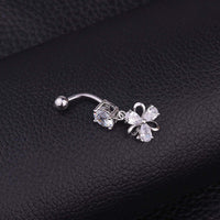Surgical Steel Flower Belly Ring, Silver Belly Ring, Body Jewelry | HSBR18603