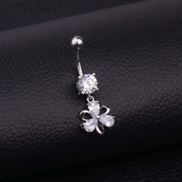 Surgical Steel Flower Belly Ring, Silver Belly Ring, Body Jewelry | HSBR18603