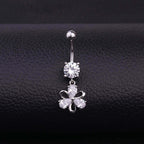 Surgical Steel Flower Belly Ring, Silver Belly Ring, Body Jewelry | HSBR18603