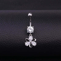 Surgical Steel Flower Belly Ring, Silver Belly Ring, Body Jewelry | HSBR18603
