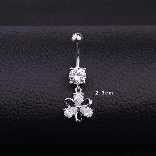 Surgical Steel Flower Belly Ring, Silver Belly Ring, Body Jewelry | HSBR18603