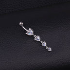Hypoallergenic Dangle Heart  Navel Ring
