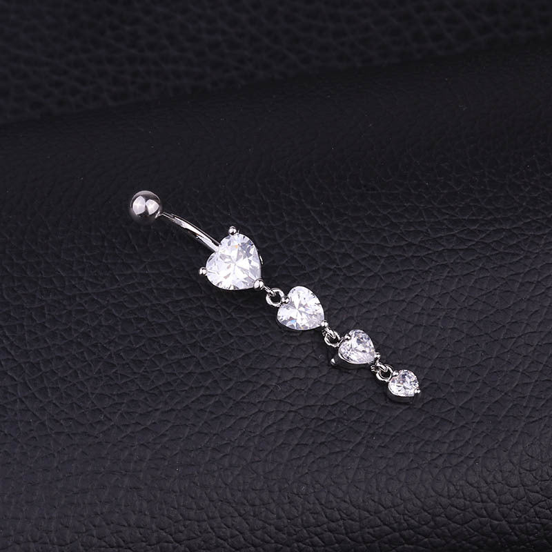 Hypoallergenic Dangle Heart  Navel Ring