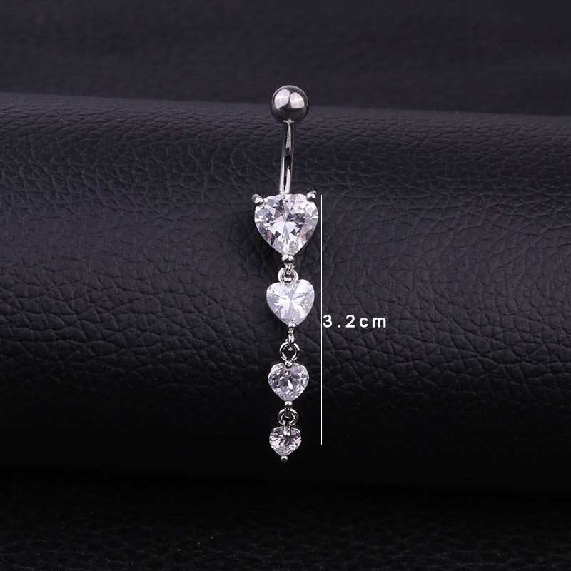 Hypoallergenic Dangle Heart  Navel Ring