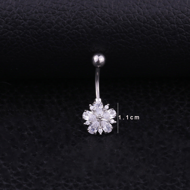 Surgical Steel Flower Belly Button Ring