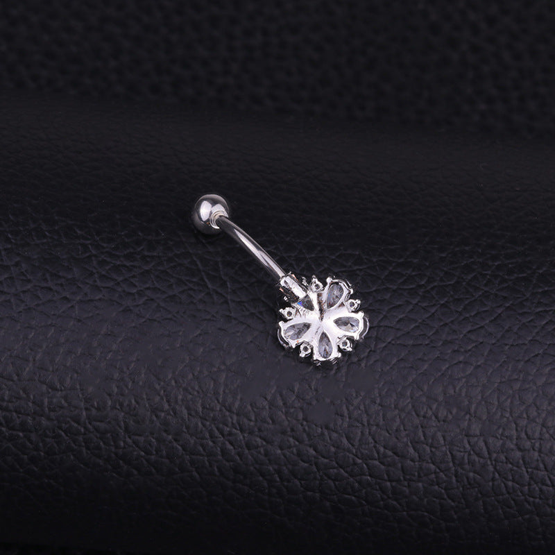 Surgical Steel Flower Belly Button Ring