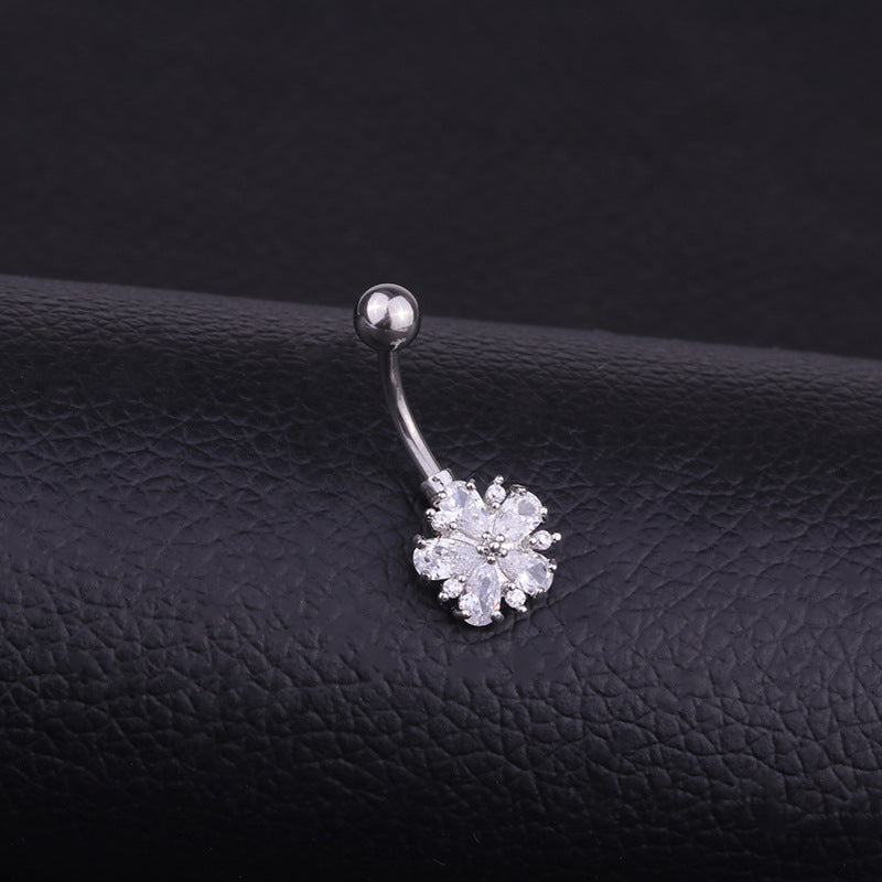 Surgical Steel Flower Belly Button Ring