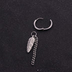 20G Cross Feather Ear Clip & Dangle Hoop Earrings
