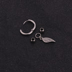 silver feather clicker huggies hoop