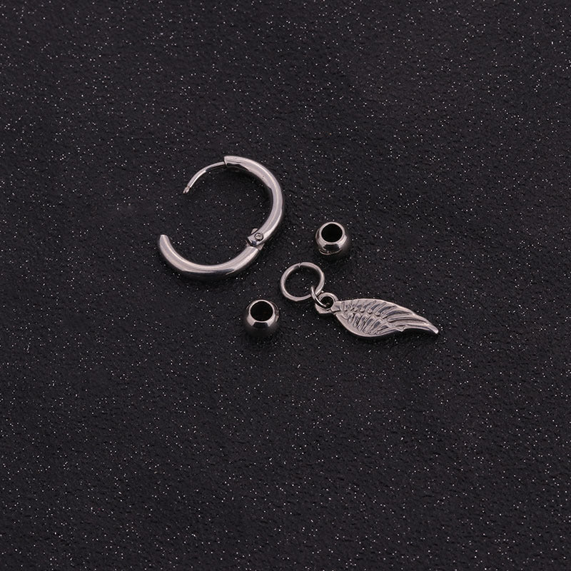 silver feather clicker huggies hoop