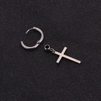 2 tones cross dangle cartilage hoops
