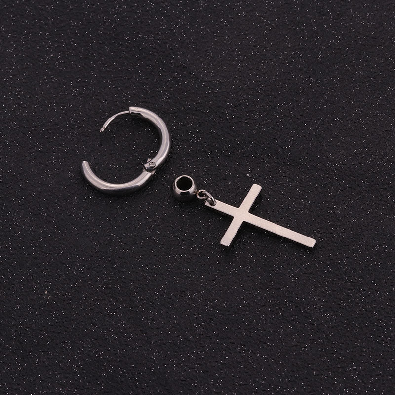 2 tones cross dangle cartilage hoops