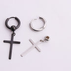 2 tones cross dangle cartilage hoops