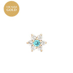 14K Gold Floral Cartilage Earring with Birthstone for Helix and Daith Piercings