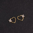 18K Rose Gold Heart Daith Hoop Earrings