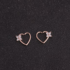 18K Rose Gold Heart Daith Hoop Earrings