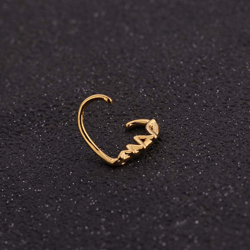 18K Rose Gold Heart Daith Hoop Earrings