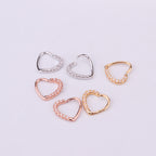 18K Rose Gold Heart Daith Hoop Earrings