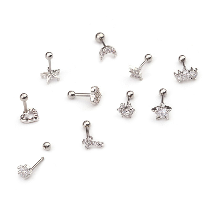 20G Silver Hypoallergenic Snowflake Cartilage Stud