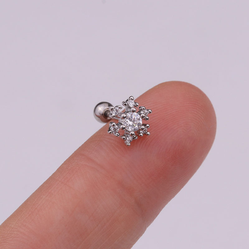 20G Silver Hypoallergenic Snowflake Cartilage Stud