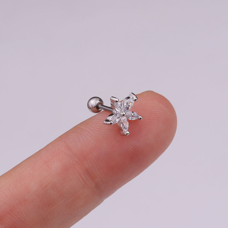 20G Silver Hypoallergenic Snowflake Cartilage Stud