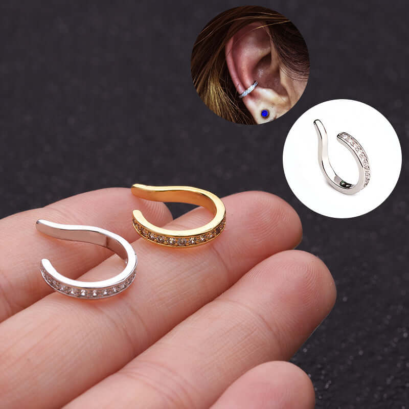 18K Gold No Piercing Minimal Cartilage Ear Cuff