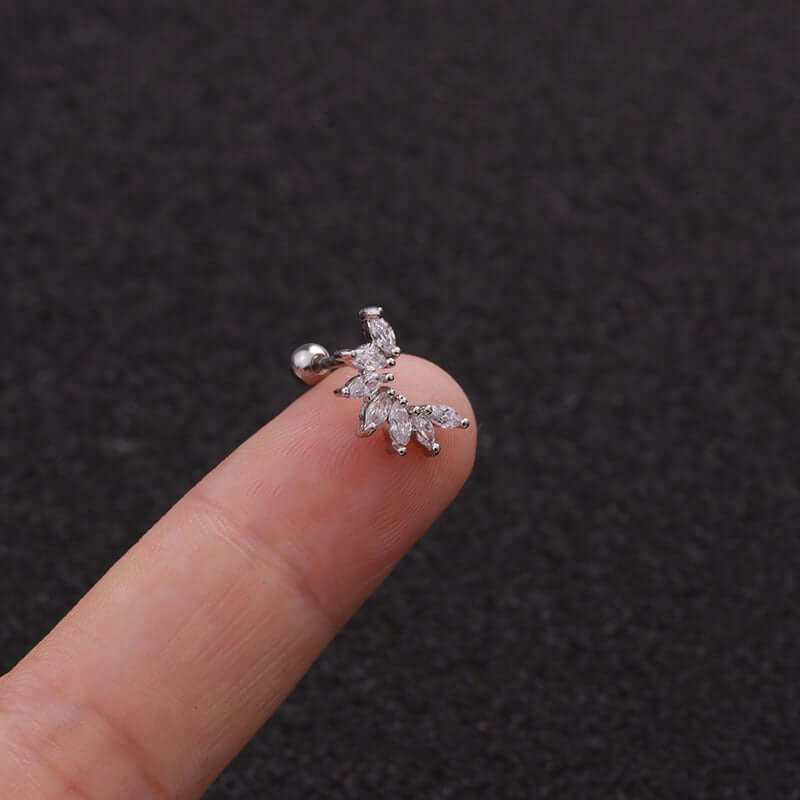 20G Curve Leaf Stud Cartilage Earrings