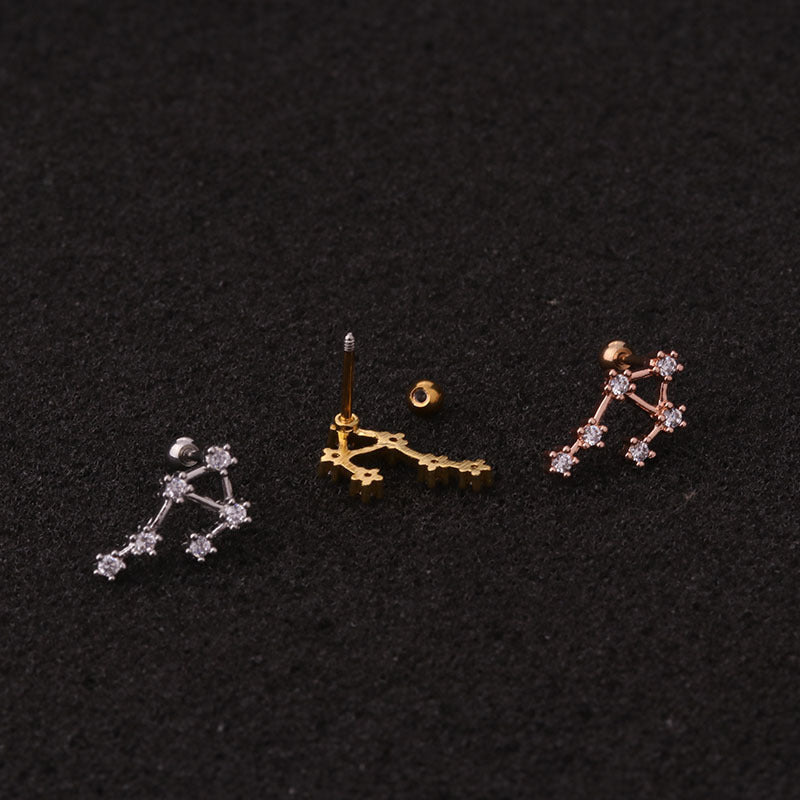 20G Surgical Steel Zodiac Cartilage Stud Earrings