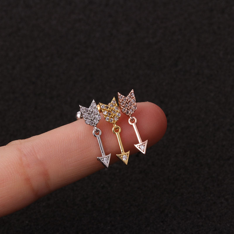 20G Cartilage Dangle Flower Stud Rose Gold Earrings | HSPJ19102