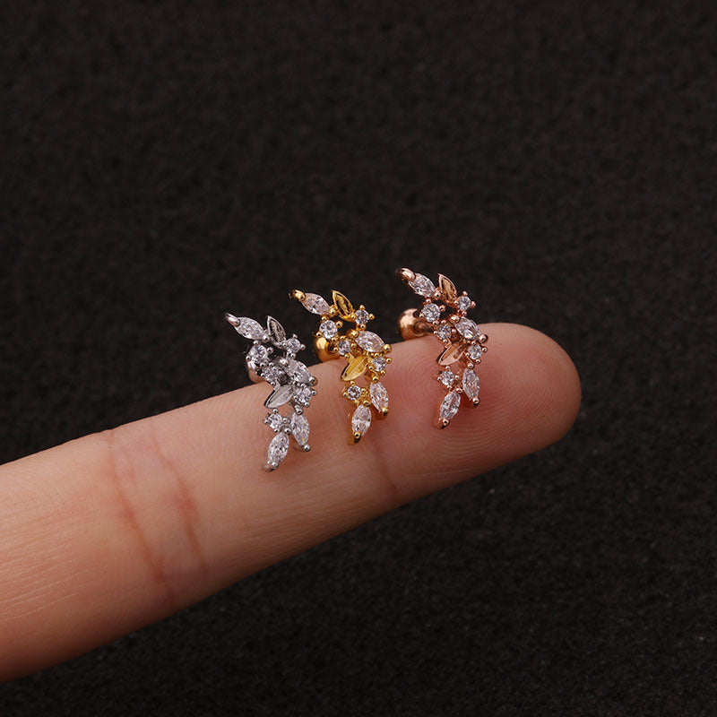 20G Cartilage Dangle Flower Stud Rose Gold Earrings | HSPJ19102