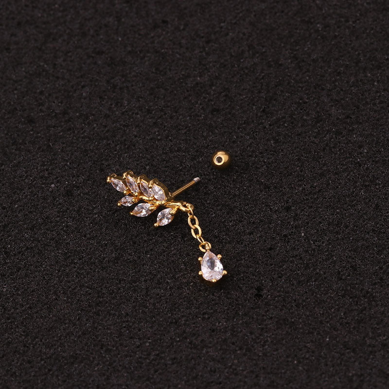 20G Leaf Dangle Helix Tragus Earrings 
