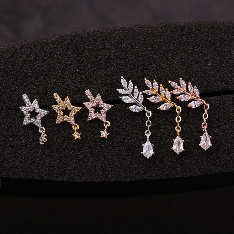 20G Leaf Dangle Helix Tragus Earrings 