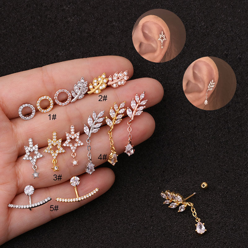 20G Leaf Helix Tragus Stud Earrings