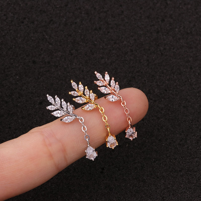 20G Leaf Dangle Helix Tragus Earrings 