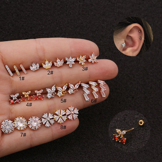 20G Small Cherry Piercing Stud Helix Earrings