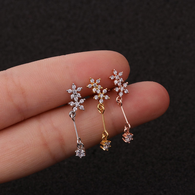 cartilage earrings, piercing jewelry, cartilage piercing, body jewelry, helix piercing, helix earrings, tragus piercing, flower earrings, heart earrings