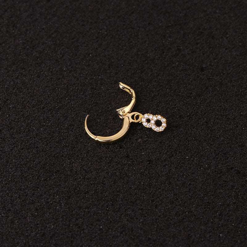 18K Gold Dangle Number Hoop Earrings, Birthday Gift for Her | HSPJ19108