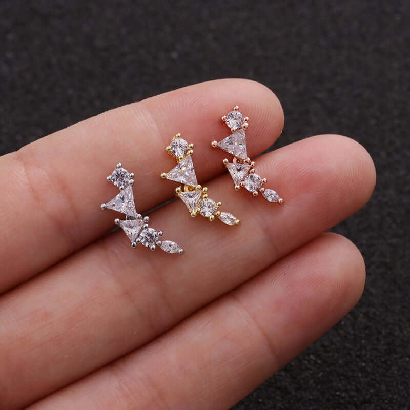 20G Curve Leaf Stud Cartilage Earrings