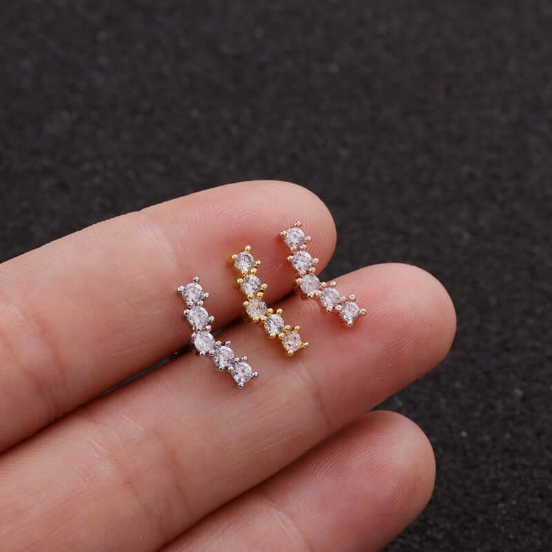 20G Curve Leaf Stud Cartilage Earrings