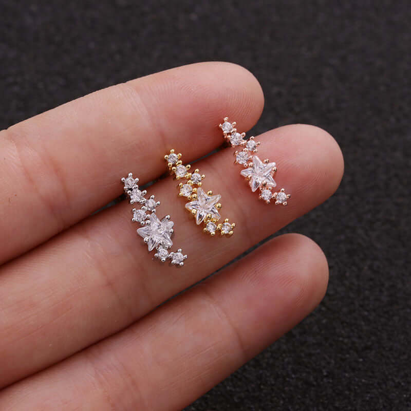 20G Curve Leaf Stud Cartilage Earrings