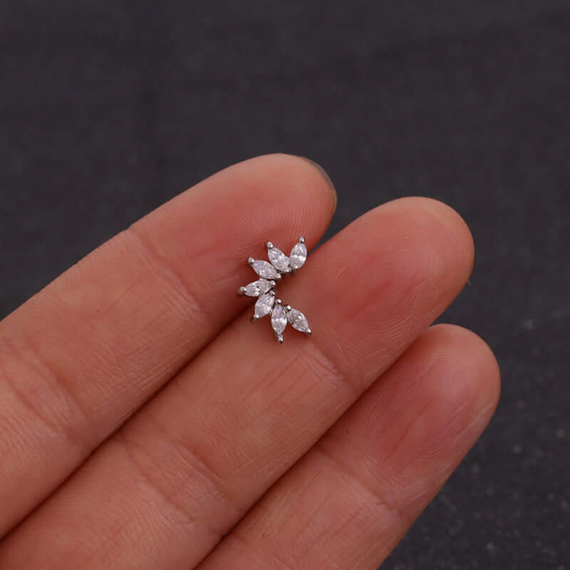 20G Cartilage Leaf Stud Helix Earrings 