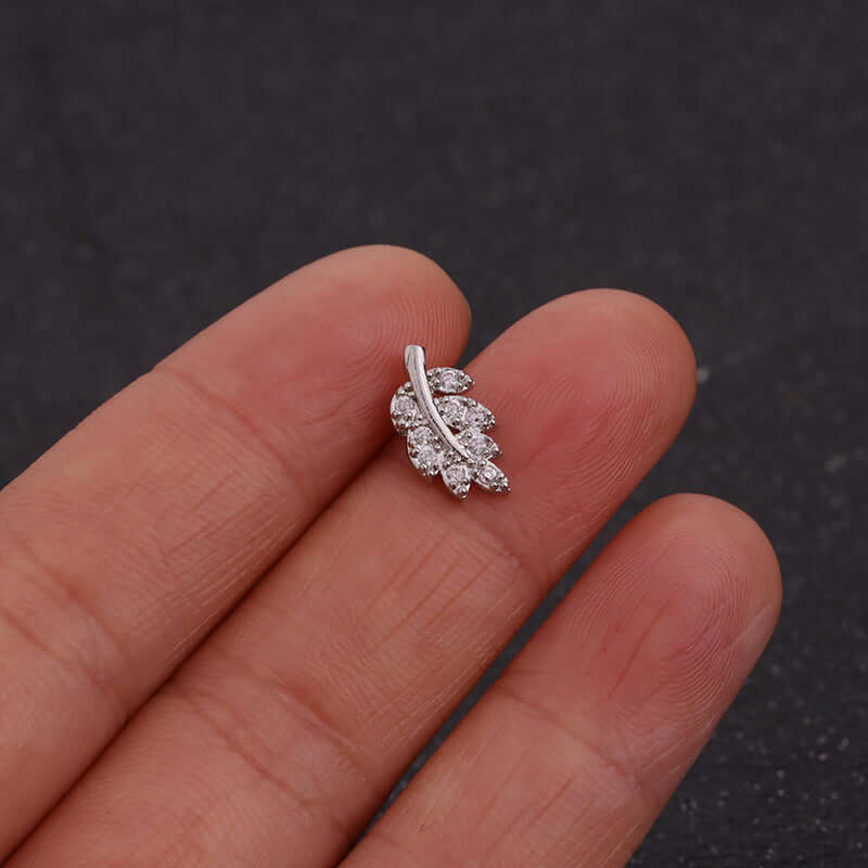 20G Cartilage Leaf Stud Helix Earrings 