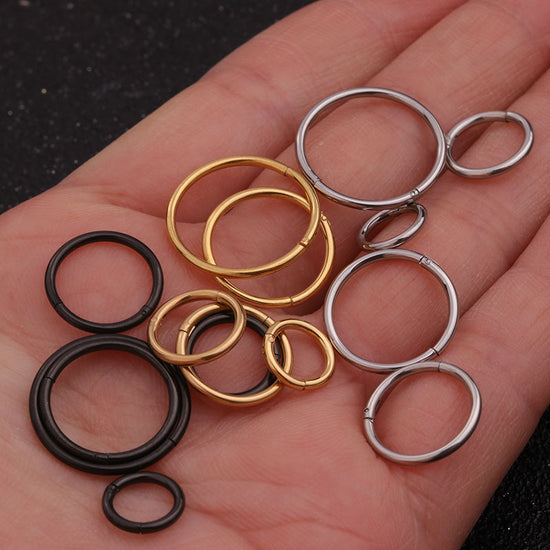 16G Surgical Steel Plain Segment Hinged Hoop Ring