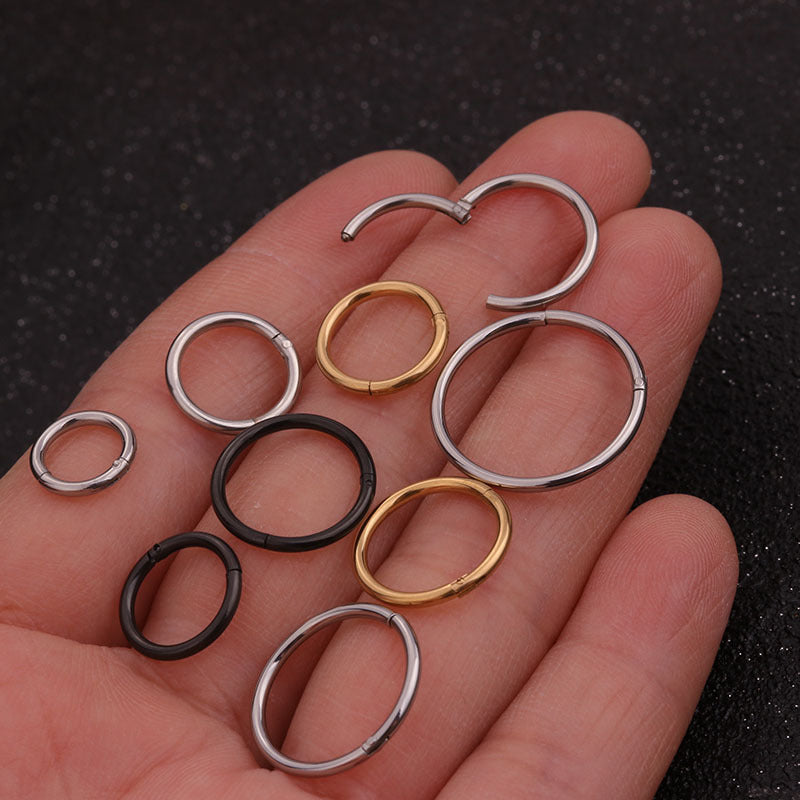 16G Surgical Steel Plain Segment Hinged Hoop Ring in gold black and silver