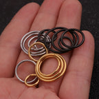 16G Surgical Steel Plain Segment Hinged Hoop Ring black gold and silver
